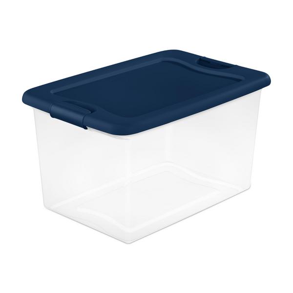 Sterilite 64 Quart Clear Plastic Latching Storage Container, Blue