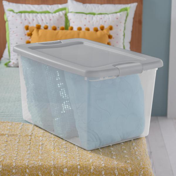 Sterilite 1497 64 Qt. Latching Box Silver Tint 14978106