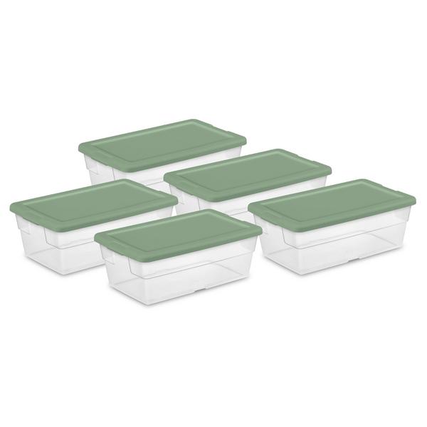 Sterilite 1643 - Set of (5) 6 Qt. Storage Boxes Crisp Green 16439V06