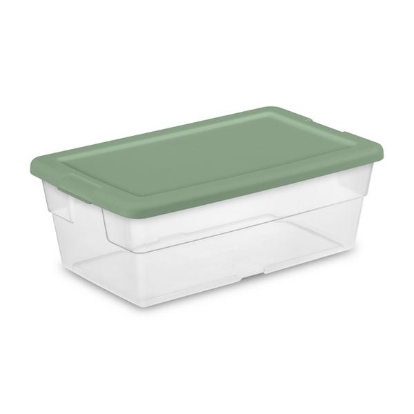 Stack And Pull Latching Flat Lid Storage Box, 6.73 Gal, 16.5 X 22 X 6.5,  Clear/translucent Blue | Bundle of 5