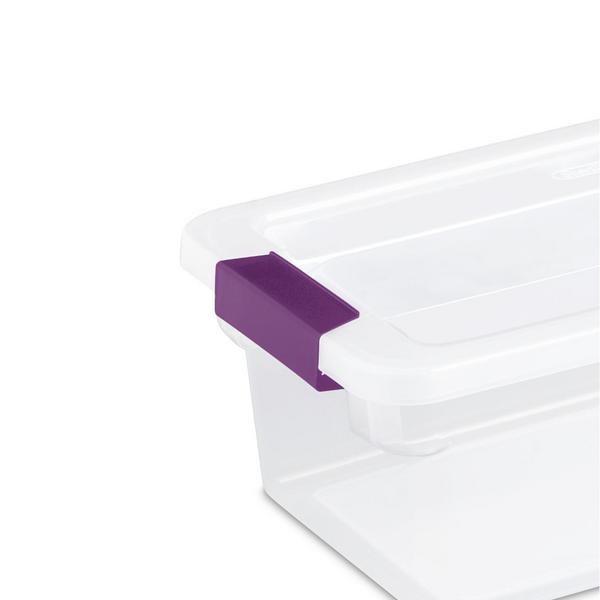 Peaknip - Sterilite 6 Quart Stackable Plastic Storage Bins  with Lids and Latches (6 Pack) - Bundled with Labels and Marker