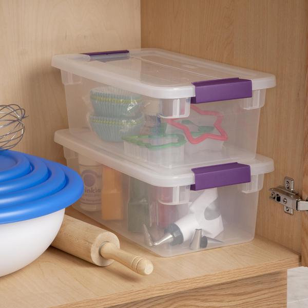 QRInnovations 6 Pack 42 qt Latch Box Plastic Totes Clear Storage Containers Bin Latching Lids