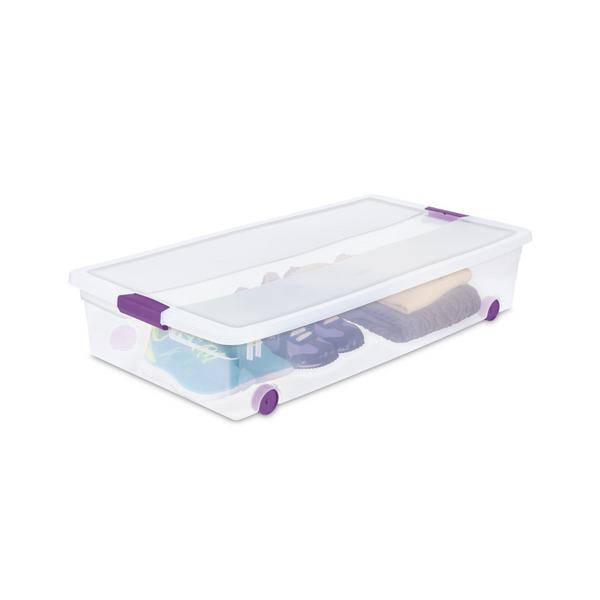 Rubbermaid 68 qt Under Bed Wheeled Storage Boxes with Dual Hinged Lids (2 Pack)