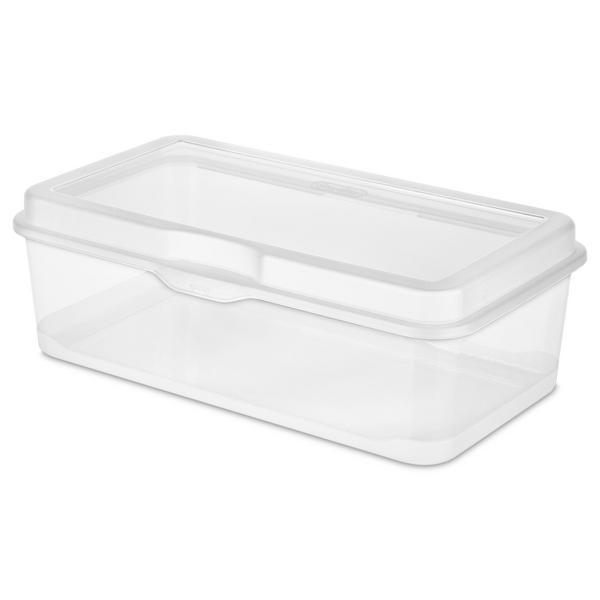 iDesign Hinged-Lid Stackable Box - Clear - 13-1/2 x 5-3/4 x 7 H - L (Large)