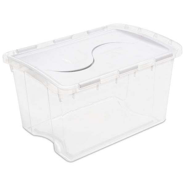6 Pack Storage Box Tote Container Clear Hinged Lid Stackable 48Qt 45L Sterilite 