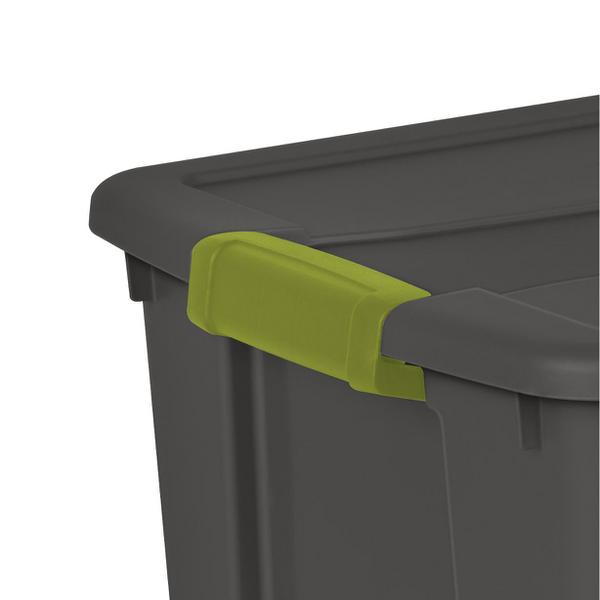 Sterilite 45gal Latching Storage Tote - Gray with Green Latch