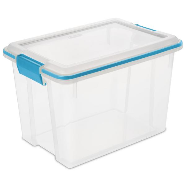 Sterilite 25 Qt Latching Storage Box, Stackable Bin with Latch Lid, Plastic  Container to Organize Closet Shelf, Clear with White Lid, 12-Pack