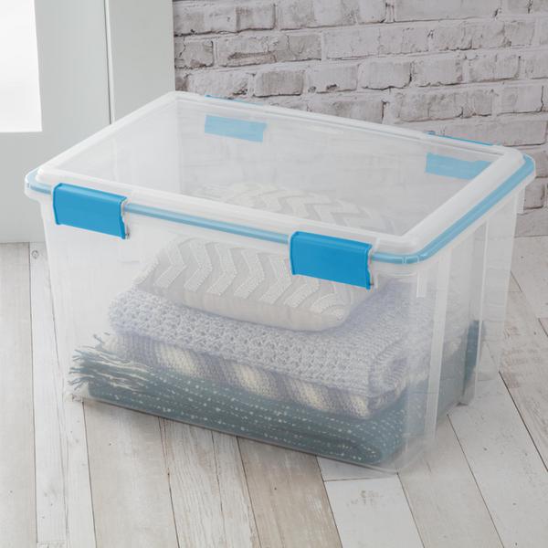 Sterilite ShowOffs Large Storage Box with Lid - Clear/Aqua Blue, 1 ct - QFC
