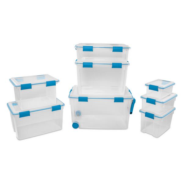 Sterilite 80 Qt. Gasket Box Plastic, Blue Aquarium, Set of 4