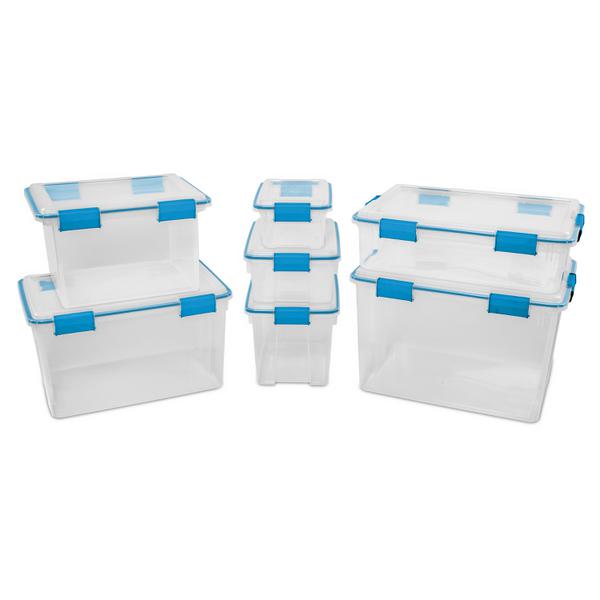 Sterilite 12 Qt Plastic Storage Bin Container Gasket Sealed Box, (6 Pack) 