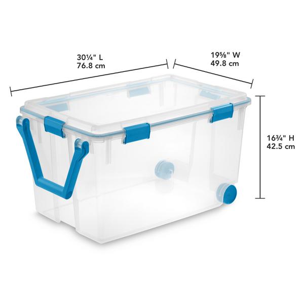  Sterilite 7.5 Qt Gasket Box, Stackable Storage Bin with  Latching Lid and Tight Seal, Plastic Container to Organize Basement, Clear  Base, Lid, 6-Pack : Home & Kitchen