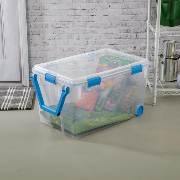 Sterilite 19434303 120 Quart Clear Plastic Storage Box & Lid w/ Latches 3 Pack 