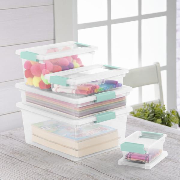  Sterilite Deep Clip Box, Stackable Small Storage Bin with  Latching Lid, Plastic Container to Organize Paper, Office, Home, Clear Base  and Lid, 1-Pack : Sterilite: Home & Kitchen