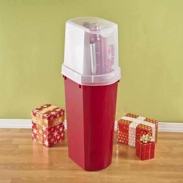 Timberlake 40-Roll Wrapping Paper Storage Container in Red and