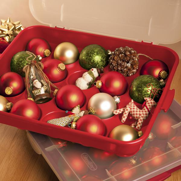  Sterilite Red Holiday Ornament Adjustable Storage