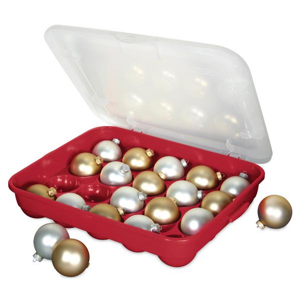 Sterilite Red Holiday Ornament Adjustable Storage Container Organizer Case-  Holds 32 Ornaments