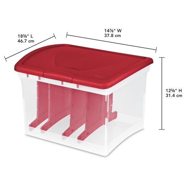 Sterilite Transparent Ornament Storage Box with Flip-top Lid, 45-L