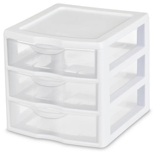 Sterilite Clear Plastic Stackable Small 3 Drawer Storage System, White, (6  Pack), 1 Piece - Kroger
