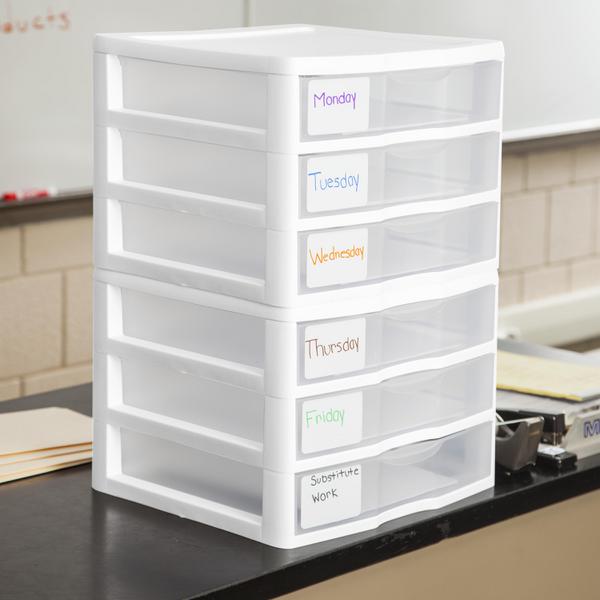 10.25"H x 14 ClearView Wide 2093 Sterilite 3-Drawer Organizer White / Clear 