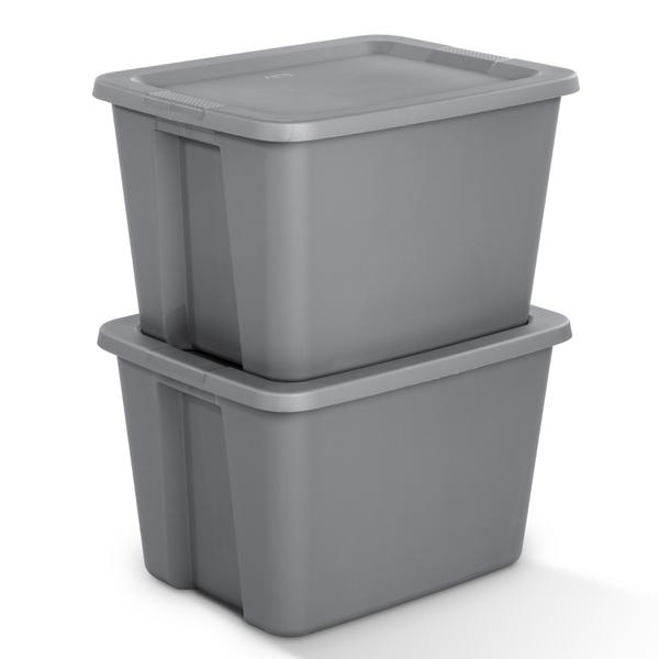 Storage Container Bins With Lids 18 Gallon Tote Box Titanium Set of 8 23  Gray