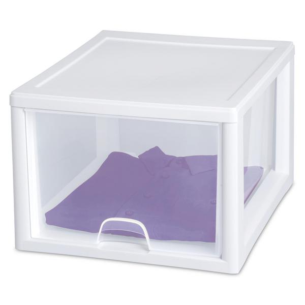 White Sterilite 27-Quart Stacking Drawer Available in a Case of 4 