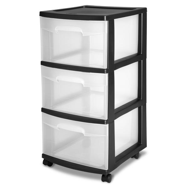 Life Story 3 Drawer Stackable Shelf Organizer Storage Drawers, Black (2 Pack)