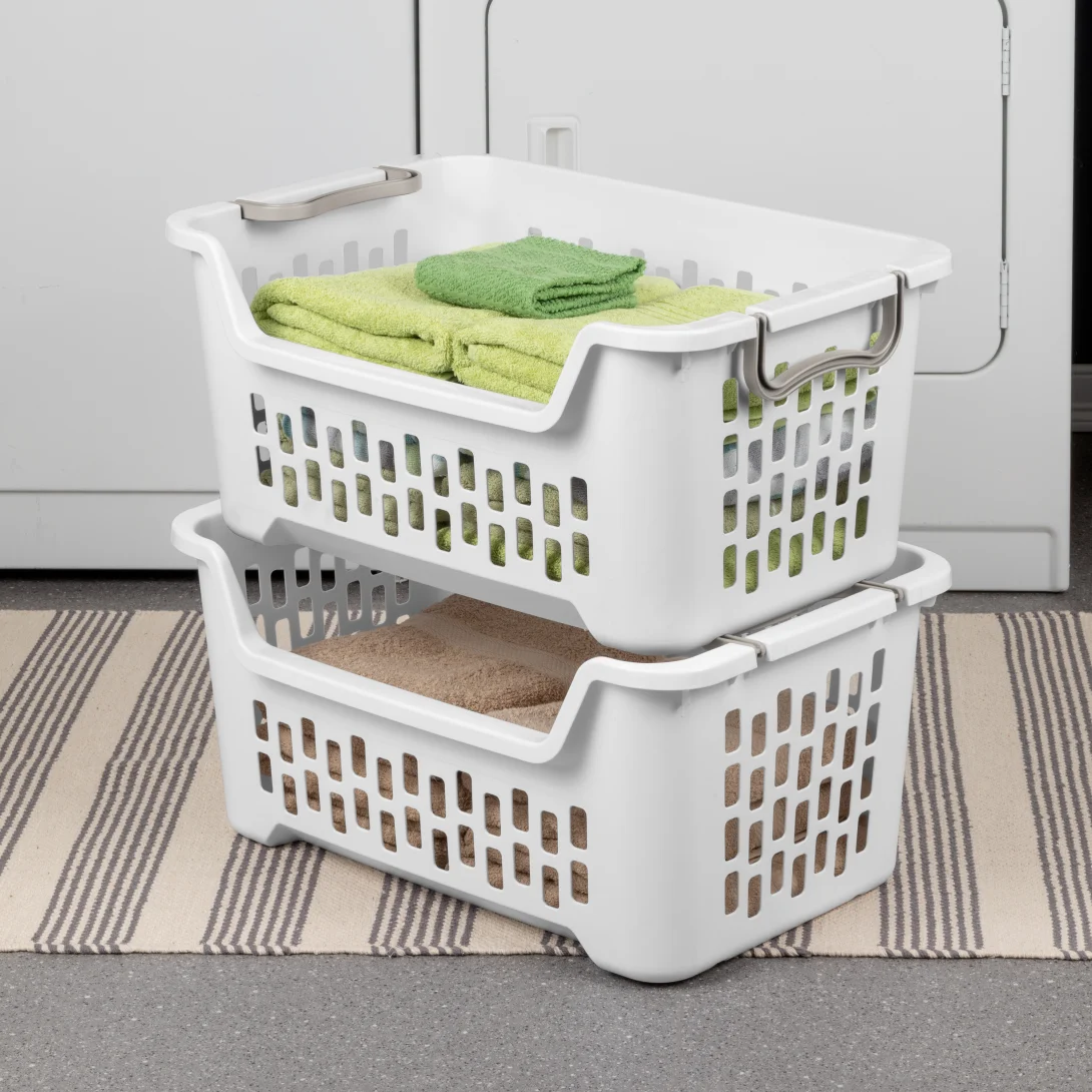 Set of Two 2 Bu. Stacking Laundry Baskets - Sterilite