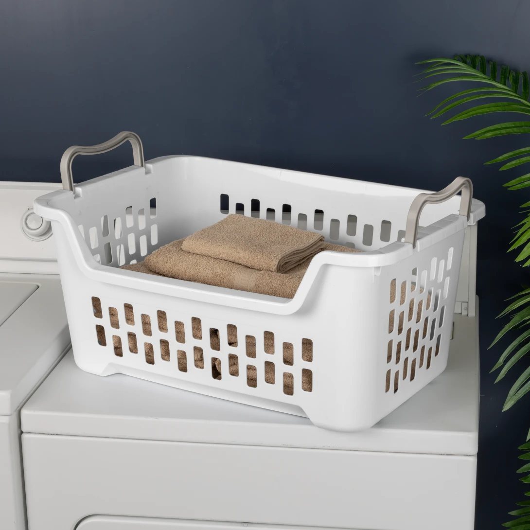 LAUNDRYCARTSINGLEPOLE + 2BASKETセット Set of Two 2 Bu. Stacking Laundry Baskets - Sterilite