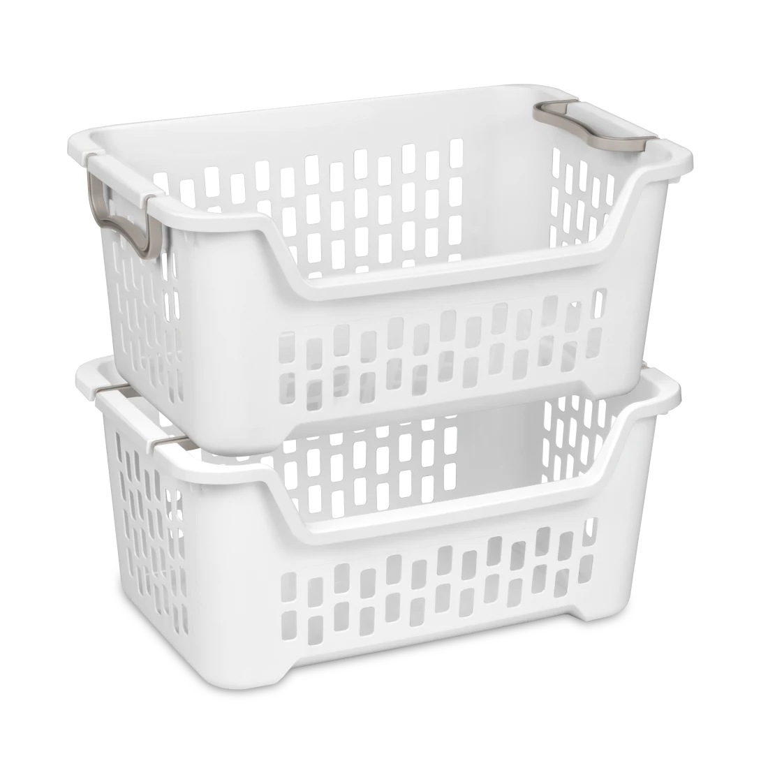 LAUNDRYCARTSINGLEPOLE + 2BASKETセット Set of Two 2 Bu. Stacking Laundry Baskets - Sterilite